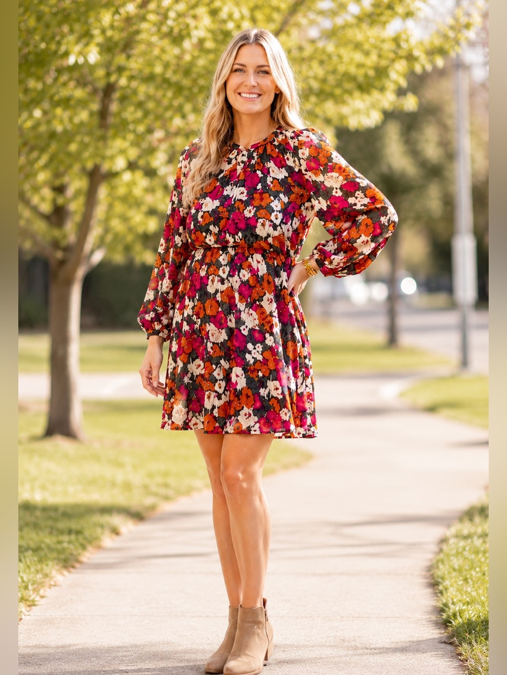 Banana Republic Floral Keyhole Mini Dress | Size M | Like New